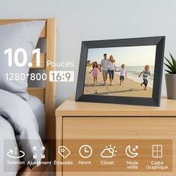 Rollei smart frame wifi 103 noir - écran tactile 10,1" - wifi - cadre photo avec application frameo pour un partage rapide et fa