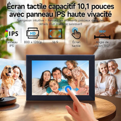 Rollei smart frame wifi 103 noir - écran tactile 10,1" - wifi - cadre photo avec application frameo pour un partage rapide et fa