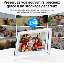 Cadre Photo Numérique, Rollei Smart Frame WiFi 109 10,1 Pouces 1280x800 IPS Écran Tactile Mémoire Intégrée 32Go Partage Photos e