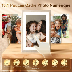 Cadre Photo Numérique, Rollei Smart Frame WiFi 108 10,1 Pouces 1280x800 IPS Écran Tactile Mémoire Intégrée 32Go Partage Photos e