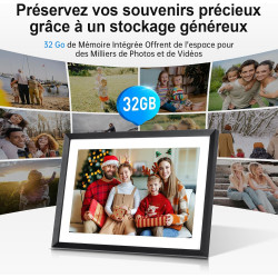Cadre Photo Numérique, Rollei Smart Frame WiFi 107 10,1 Pouces 1280x800 IPS Écran Tactile Mémoire Intégrée 32Go Partage Photos e