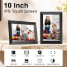 Cadre Photo numérique Wi-FI de 10,1 ", écran Tactile IPS 1280 x 800, Noyer 16G, partagez des Photos ou des vidéos Via l'applicat