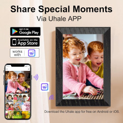 Cadre Photo numérique Wi-FI de 10,1 ", écran Tactile IPS 1280 x 800, Noyer 16G, partagez des Photos ou des vidéos Via l'applicat