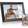 Cadre Photo numérique Wi-FI de 10,1 ", écran Tactile IPS 1280 x 800, Noyer 16G, partagez des Photos ou des vidéos Via l'applicat