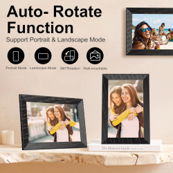 Cadre Photo numérique Wi-FI de 10,1 ", écran Tactile IPS 1280 x 800, Noyer 16G, partagez des Photos ou des vidéos Via l'applicat
