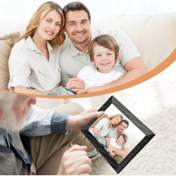 Cadre Photo numérique Wi-FI de 10,1 ", écran Tactile IPS 1280 x 800, Noyer 16G, partagez des Photos ou des vidéos Via l'applicat