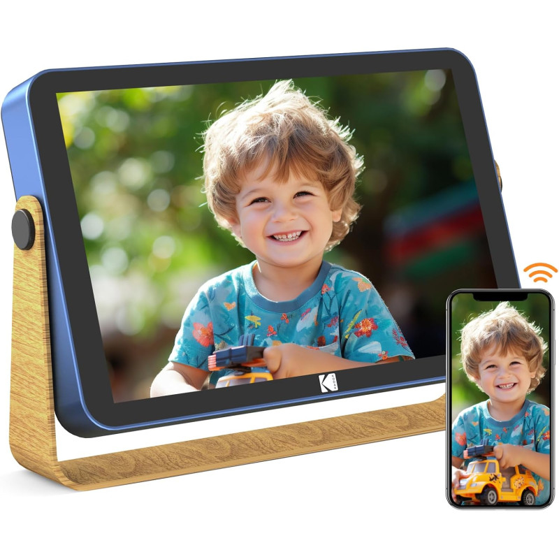 KODAK Cadre Photo Numérique, Cadre Numérique Photo WiFi 10 Pouces, Batterie Intégrée de 4000mAh, Mémoire de 32 Go, Écran Tactile