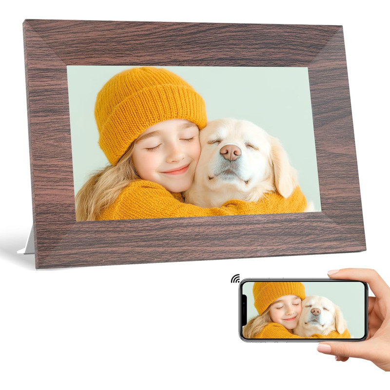 Cadre Photo Numérique, BWJBSW 7 Pouces WiFi IPS Écran Tactile Cadre Photo Électronique, 32Go Stockage, Cadre Numerique Partager 