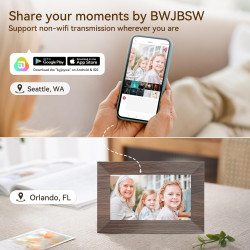 Cadre Photo Numérique, BWJBSW 7 Pouces WiFi IPS Écran Tactile Cadre Photo Électronique, 32Go Stockage, Cadre Numerique Partager 