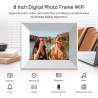 Cadre numérique 8 Pouces, BWJBSW WiFi Smart Cloud Cadres électroniques en Bois, HD IPS Écran Tactile de 1280 x 800, 16 Go de mém