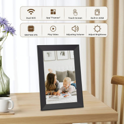 Hesmor Cadre Photo numérique WiFi, Cadre Photo numérique de 10,1 Pouces, écran Tactile LCD IPS 1280 x 800, Rotation Automatique,