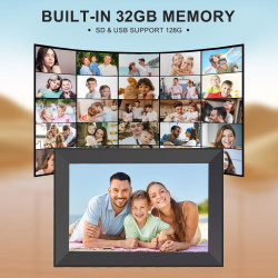 Hesmor Cadre Photo numérique WiFi, Cadre Photo numérique de 10,1 Pouces, écran Tactile LCD IPS 1280 x 800, Rotation Automatique,