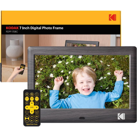 Kodak Cadre Photo numérique de 7 Pouces - Écran IPS - Lecteur Photo/Musique/vidéo/Calendrier/Alarme, Prise en Charge USB ou Cart