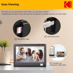 Kodak Cadre Photo numérique de 7 Pouces - Écran IPS - Lecteur Photo/Musique/vidéo/Calendrier/Alarme, Prise en Charge USB ou Cart