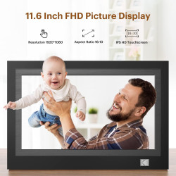 Cadre Photo numérique WiFi HD 1920 x 1080 Kodak Touch Cadre Photo électronique Intelligent 11,6" avec mémoire de 32 Go