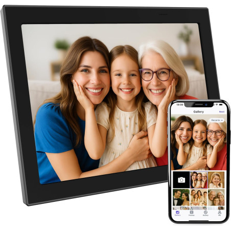 XORO Cadre Photo numérique WiFi de 11 ", écran Tactile IPS HD 1280 x 800, mémoire 16 Go, Rotation Automatique, partagez instanta