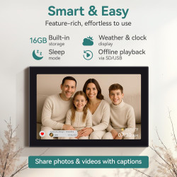 XORO Cadre Photo numérique WiFi de 11 ", écran Tactile IPS HD 1280 x 800, mémoire 16 Go, Rotation Automatique, partagez instanta