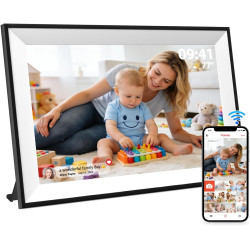 Frameo Cadre Photo Numérique WiFi 10,1 Pouces, 1280x800 HD Écran Tactile IPS, 32GB, Rotation Automatique, Installation Murale Po