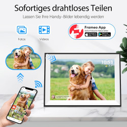 Frameo Cadre Photo Numérique WiFi 10,1 Pouces, 1280x800 HD Écran Tactile IPS, 32GB, Rotation Automatique, Installation Murale Po