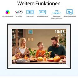 Frameo Cadre Photo Numérique WiFi 10,1 Pouces, 1280x800 HD Écran Tactile IPS, 32GB, Rotation Automatique, Installation Murale Po