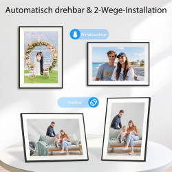 Frameo Cadre Photo Numérique WiFi 10,1 Pouces, 1280x800 HD Écran Tactile IPS, 32GB, Rotation Automatique, Installation Murale Po