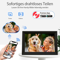 Cadre Photo Numérique WiFi Frameo 10,1 Pouces, Écran Tactile IPS 1280x800 Full HD, 32GB, Rotation Automatique, Installation Mura