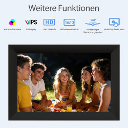 Cadre Photo Numérique WiFi Frameo 10,1 Pouces, Écran Tactile IPS 1280x800 Full HD, 32GB, Rotation Automatique, Installation Mura