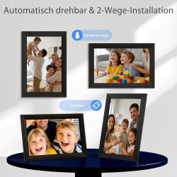 Cadre Photo Numérique WiFi Frameo 10,1 Pouces, Écran Tactile IPS 1280x800 Full HD, 32GB, Rotation Automatique, Installation Mura