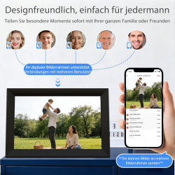 Cadre Photo Numérique WiFi Frameo 10,1 Pouces, Écran Tactile IPS 1280x800 Full HD, 32GB, Rotation Automatique, Installation Mura