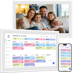 Calendrier Numérique Mural 15,6 Pouces 32GB, 1080P Full HD Planificateur Électronique avec Écran Tactile, Organiseur Familial, C