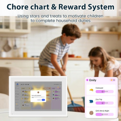 Calendrier Numérique Mural 15,6 Pouces 32GB, 1080P Full HD Planificateur Électronique avec Écran Tactile, Organiseur Familial, C