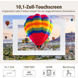 Frameo Cadre photo numérique, Wi-Fi, 10,1 ", écran tactile IPS 1280 x 800, rotation automatique de 32 Go, partagez des photos et