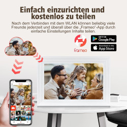 Frameo Cadre photo numérique, Wi-Fi, 10,1 ", écran tactile IPS 1280 x 800, rotation automatique de 32 Go, partagez des photos et