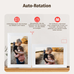 Frameo Cadre photo numérique, Wi-Fi, 10,1 ", écran tactile IPS 1280 x 800, rotation automatique de 32 Go, partagez des photos et