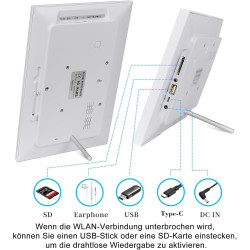 Frameo Cadre photo numérique, Wi-Fi, 10,1 ", écran tactile IPS 1280 x 800, rotation automatique de 32 Go, partagez des photos et