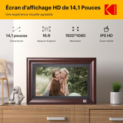 KODAK Cadre Photo Numérique WiFi 14,1 Pouces Full HD IPS Écran Tactile Cadre Photo Electronique Cloud avec App, 32Go de Mémoire,
