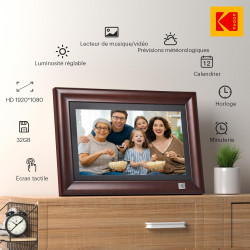 KODAK Cadre Photo Numérique WiFi 14,1 Pouces Full HD IPS Écran Tactile Cadre Photo Electronique Cloud avec App, 32Go de Mémoire,