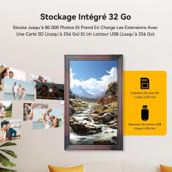 KODAK Cadre Photo Numérique WiFi 18.5 Pouces - Écran Full HD 1920x1080 IPS, Cadre Mural en Bois de Buxus et Métal, Mémoire 32GB,