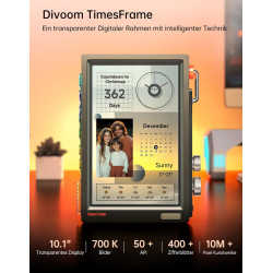 Divoom Times Frame – Cadre Photo numérique 10,1" Wi-FI 64 Go, écran IPS Flottant Bouton RVB, +400 Cadrans widgets communauté Pix