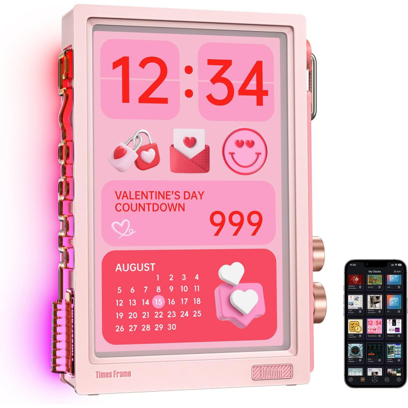Divoom Times Frame – Cadre Photo numérique 10,1" Wi-FI 64 Go, écran IPS Flottant Bouton RVB, +400 Cadrans widgets communauté Pix