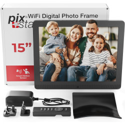 Pix Star Cadre Photo Numérique WiFi, USB - Écran IPS 15 Pouces - Cadeau  Famille - Album Photo Numérique
