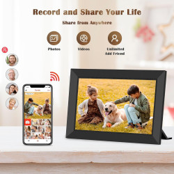 Frameo 10.1Pouces Cadre Photo Numérique WiFi, Mémoire Iinterne de 32 Go avec Écran Tactile HD 1280 * 800 IPS,Rotation Automatiqu