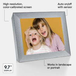 Aura Cadre photo numérique Mason Luxe écran 2K Wi-Fi 9,7 pouces | Le meilleur cadre numérique à offrir | Envoyez vos photos depu