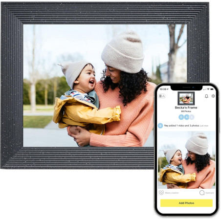 Aura cadre photo numérique Mason Luxe écran 2K Wi-Fi 9,7 pouces | Le meilleur cadre numérique à offrir | Envoyez vos photos depu
