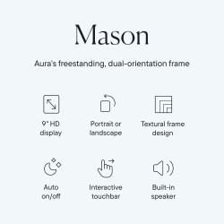 Aura Cadre Photo numérique Mason Wi-FI - 9 Pouces | Le Meilleur Cadre numérique à Offrir | Envoyez Vos Photos Depuis Votre télép