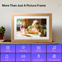 Cadre Photo numérique 10 Pouces, sans WiFi Cadre Photo numérique avec télécommande, HD Affichage Photo et vidéo, Support Carte S