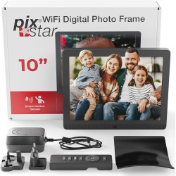 Pix Star Cadre Photo numérique WiFi 10 Pouces, partagez des vidéos et des Photos instantanément par e-Mail ou Application, détec