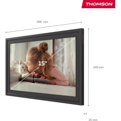 Thomson Cadre Photo Numérique 15 Pouces, Écran IPS, Écran Tactile FHD, WLAN, Partage Direct Via App, Fonctions Intelligentes, Ca