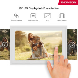 Thomson Cadre Photo Numérique 10 Pouces, Écran IPS, Écran Tactile HD, Partage Direct Via App, Fonctions Intelligentes, Cadre Pho