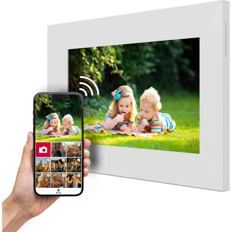 Thomson Cadre Photo Numérique 7 Pouces, Écran IPS, Écran Tactile HD, Partage Direct Via App, Fonctions Intelligentes, Cadre Phot